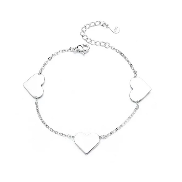 NEW HEART 925 STERLING SILVER CHAIN BRACELET, NICE BRACELET, CUTE BRACELET - Picture 6 of 6